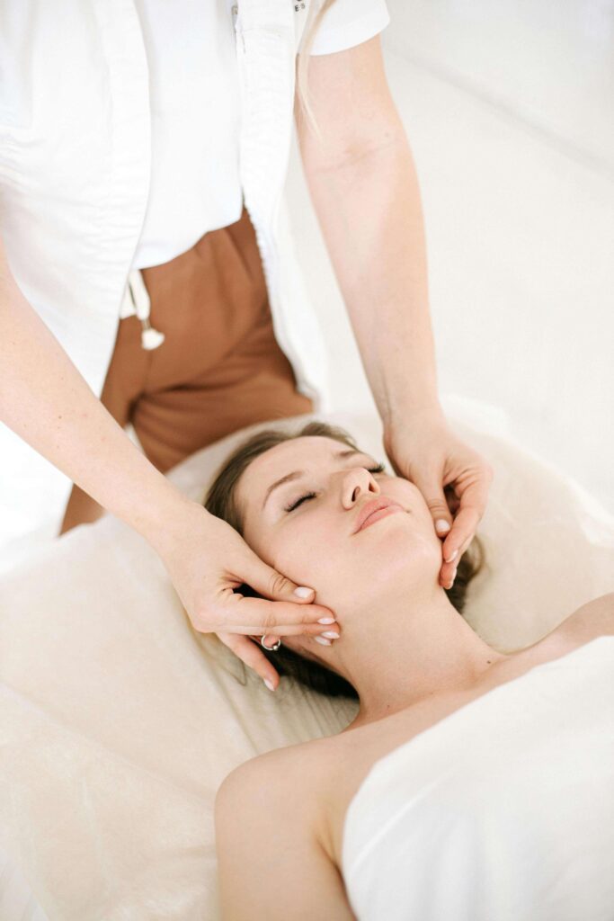 The Eye Wearhouse Olds skincare aftercare woman in a facial